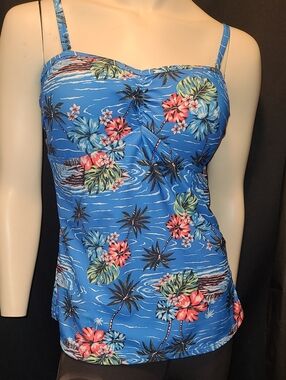 ACX Y2K Blue Tropical Floral Tank Top  Xlw